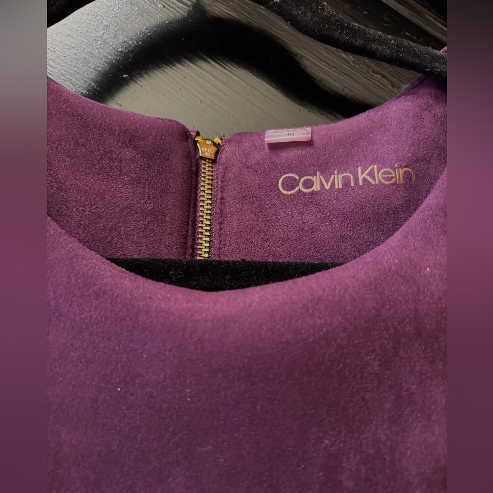 Women’s Purple Faux Suede Tulip Sleeve Sheath Dress. Near New, Size 10 - Picture 2 of 3